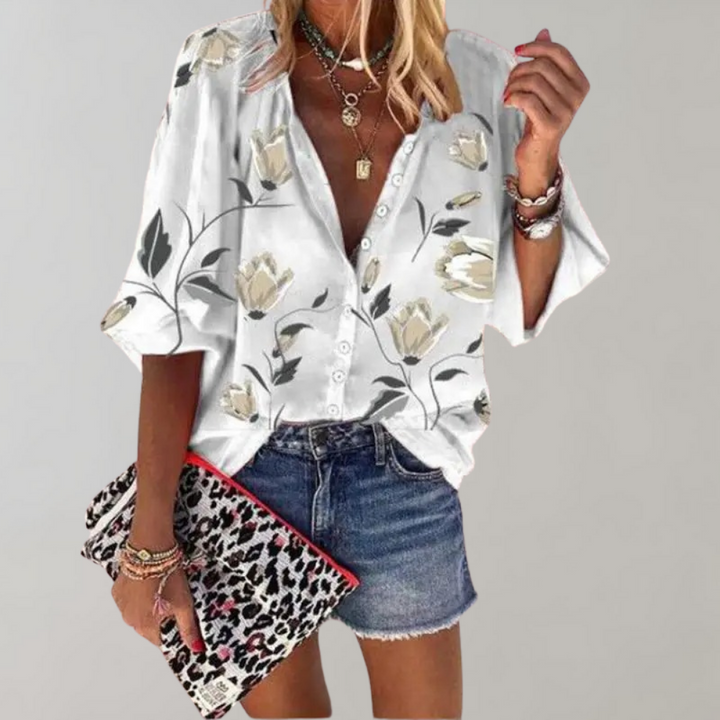 Melian - Damenbluse mit Blumendesign