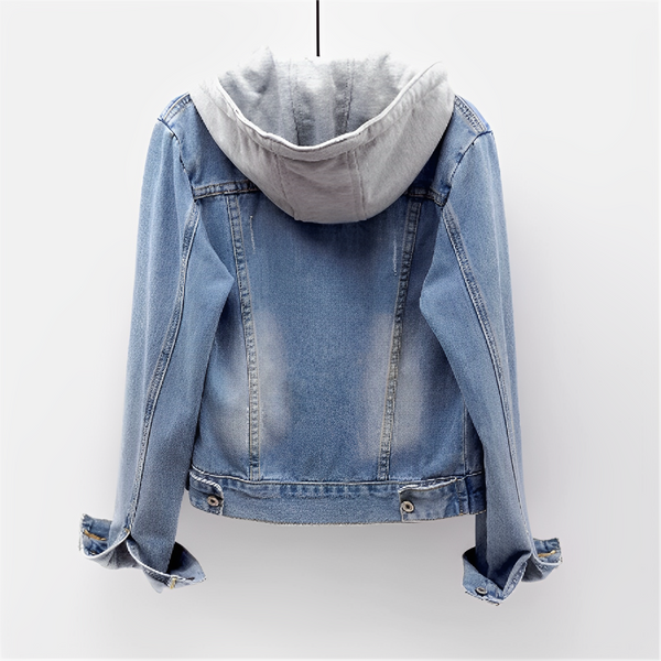 DenimBreeze - Langärmlige Jacke mit abnehmbarem Kapuzen