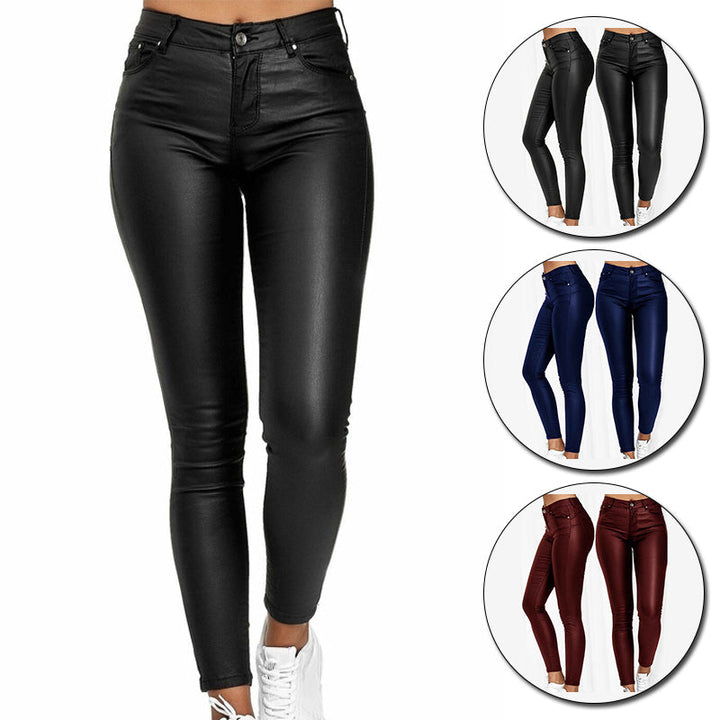 Dina – Stretch-Modehose aus Lederimitat