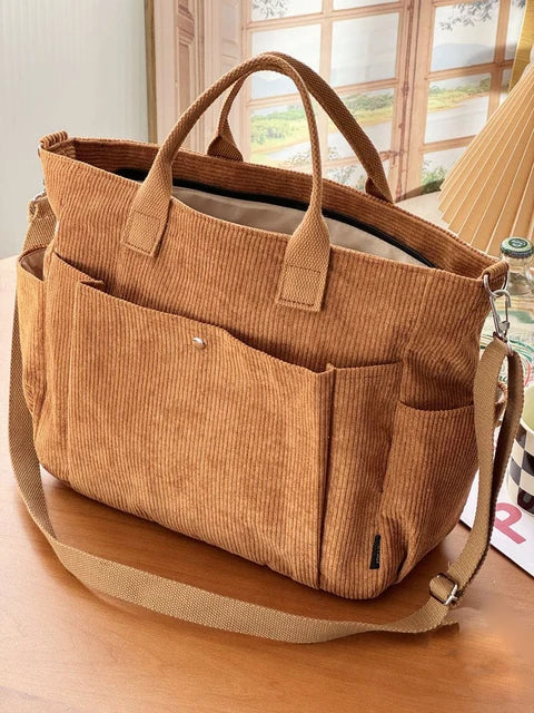 Olivia - Neutrale Kordel Schultertasche