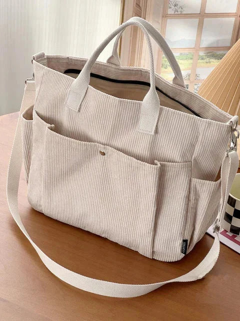 Olivia - Neutrale Kordel Schultertasche