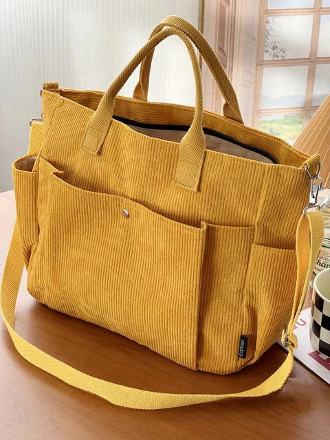 Olivia - Neutrale Kordel Schultertasche