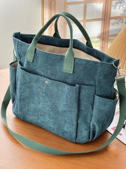 Olivia - Neutrale Kordel Schultertasche