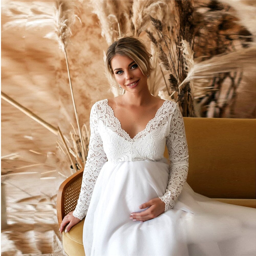 Ilaria - Schwangerschafts-Maxikleid aus Spitze