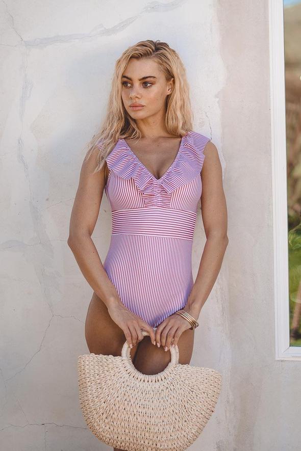 Lucia - Sexy Gestreifter Badeanzug