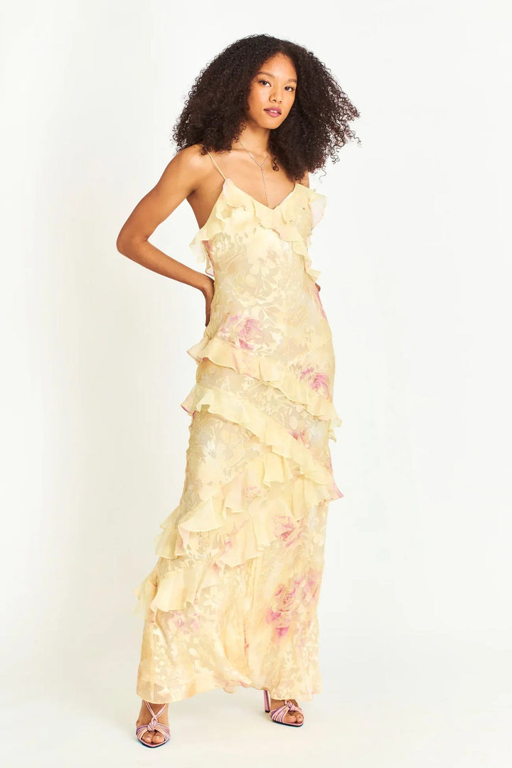 Talisa - Fließendes und elegantes Damen-Maxikleid mit Volants