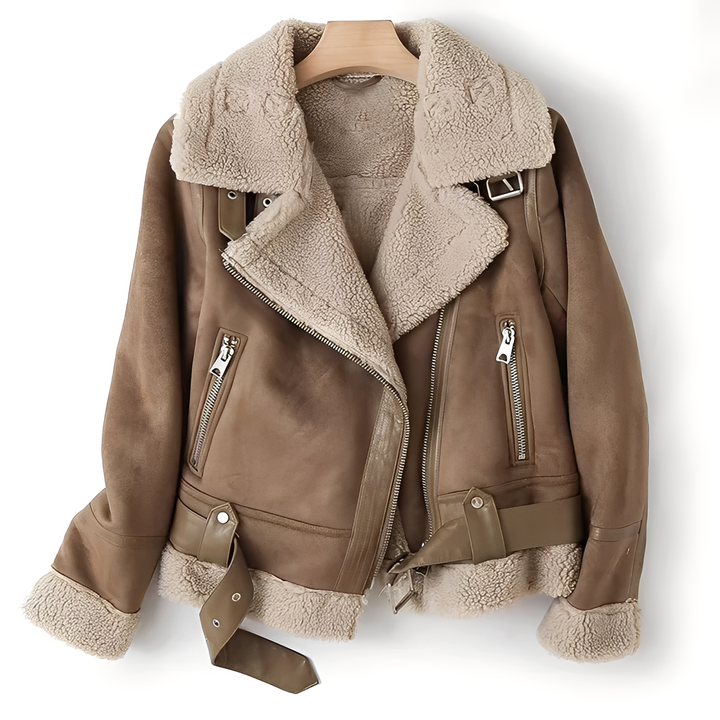 Yasmine - Warme Damen-Bikerjacke aus Lammfell