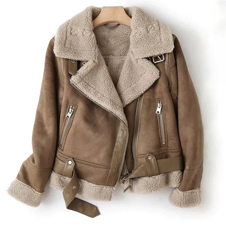 Macie – Lederjacke mit Sherpa-Innenfutter