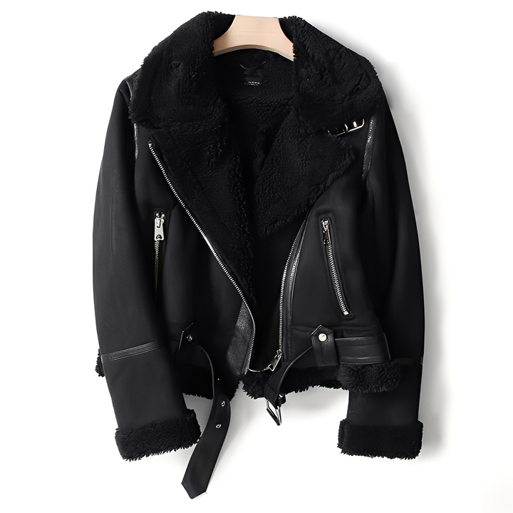 Yasmine - Warme Damen-Bikerjacke aus Lammfell