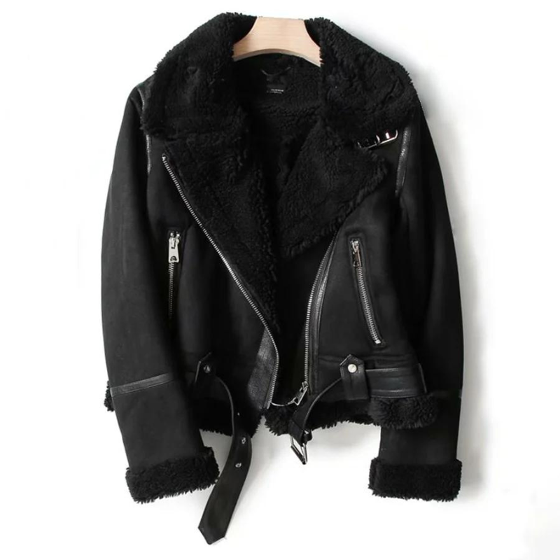 Macie – Lederjacke mit Sherpa-Innenfutter