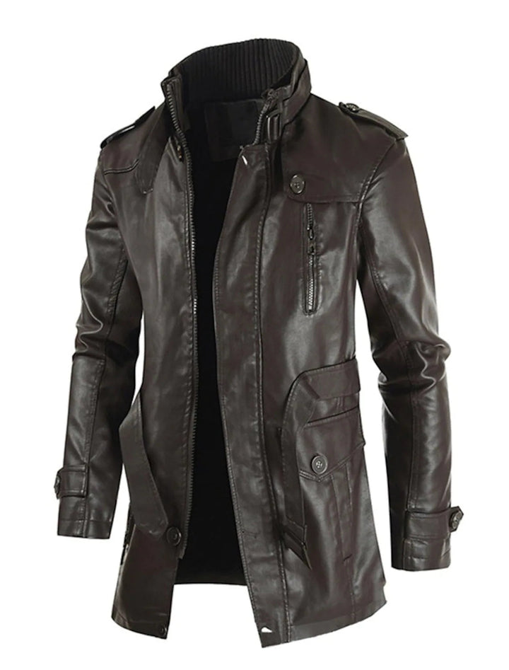 Brook - Strapazierfähige lange Herrenlederjacke