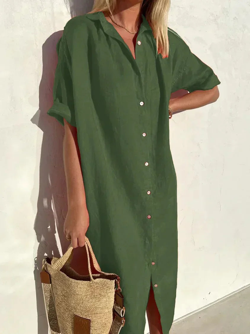 Marisa – Sommerkleid aus Baumwolle und Leinen mit schlichter und eleganter Schnittführung
