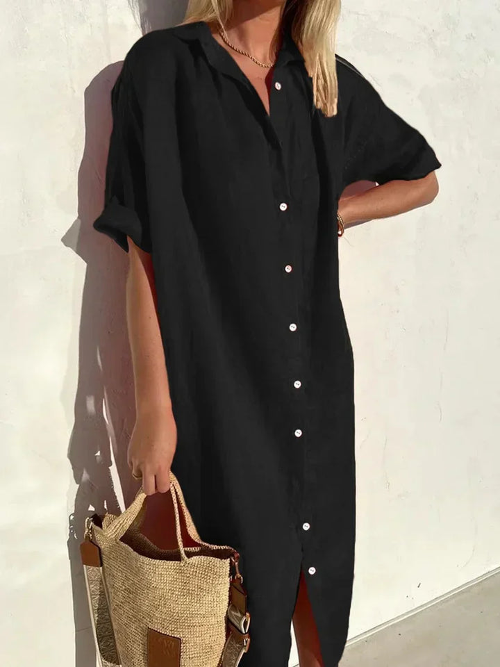 Marisa – Sommerkleid aus Baumwolle und Leinen mit schlichter und eleganter Schnittführung