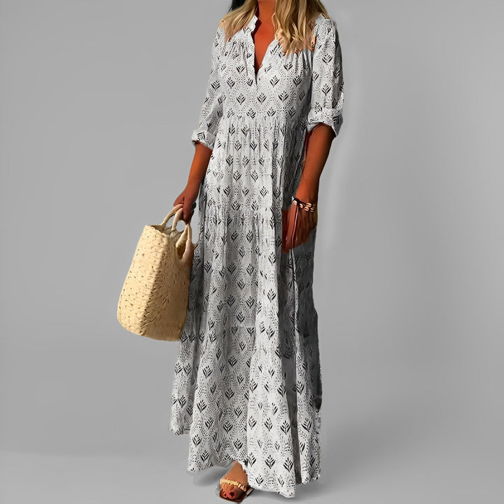 Monna - Retro und lose geschnittenes Damen-Maxikleid