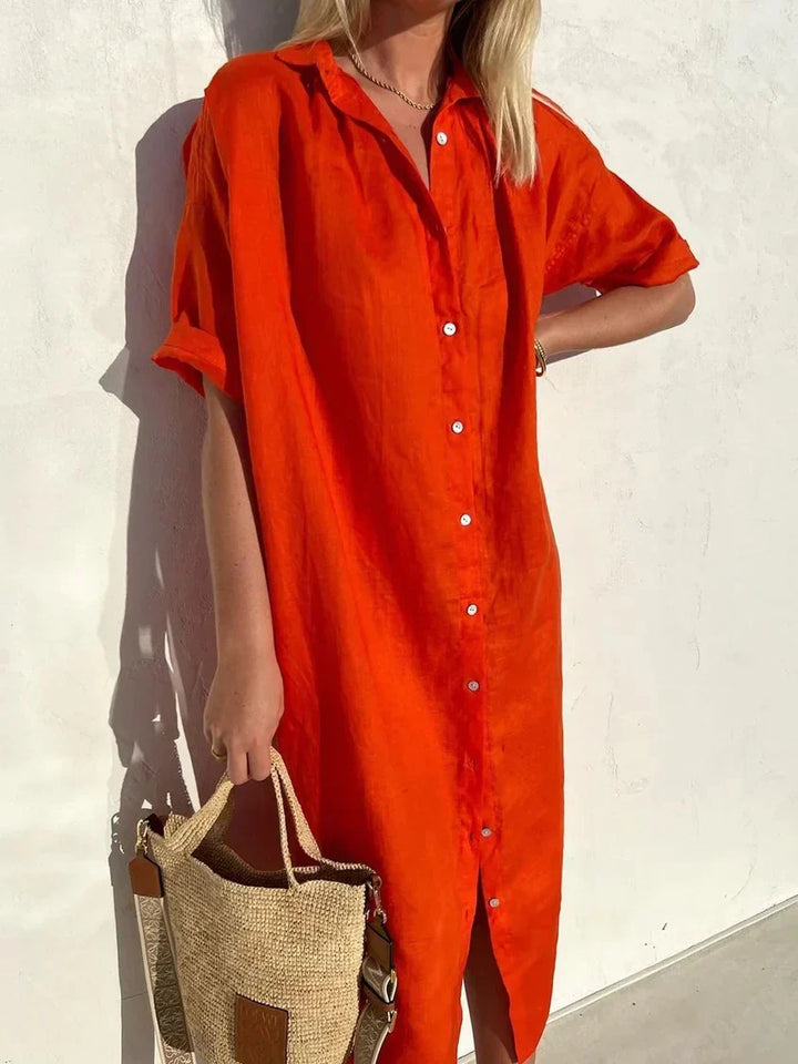 Marisa – Sommerkleid aus Baumwolle und Leinen mit schlichter und eleganter Schnittführung