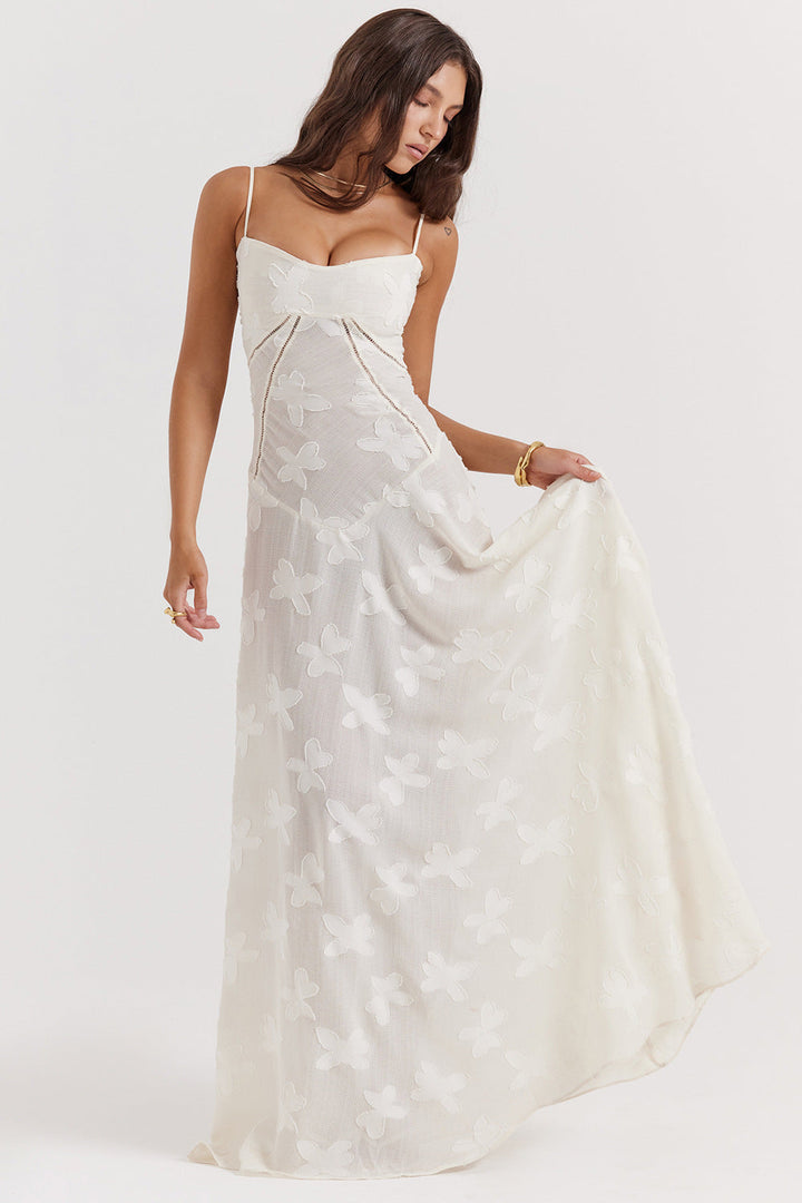 Cecily - Glattes Spaghettiträger Maxikleid