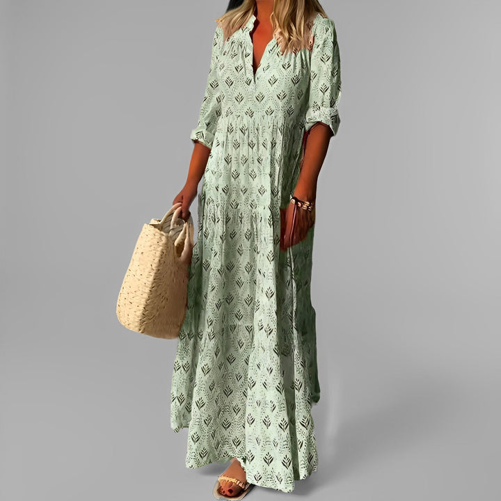 Monna - Retro und lose geschnittenes Damen-Maxikleid