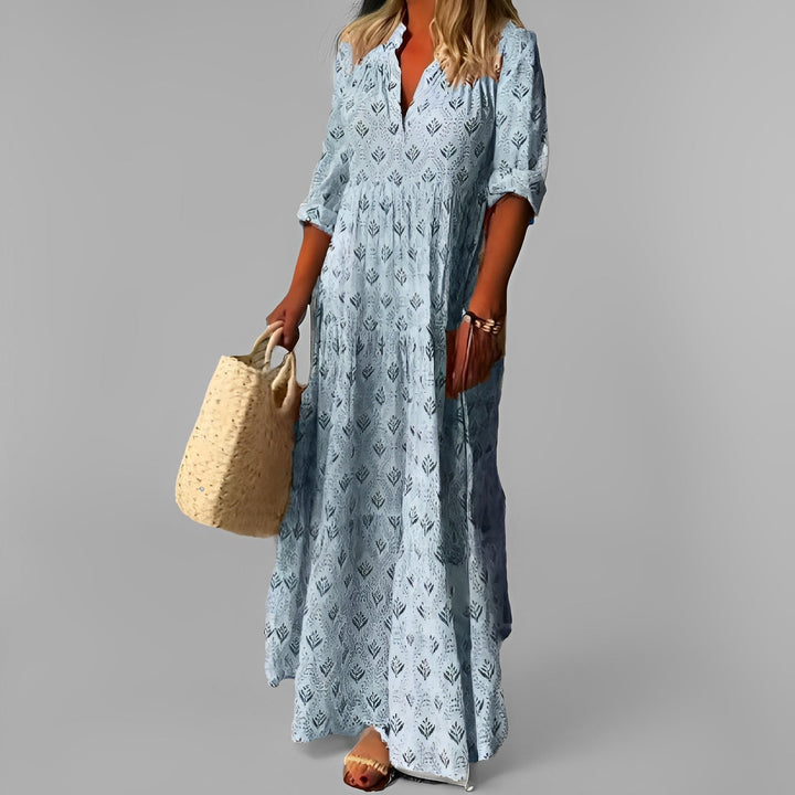 Monna - Retro und lose geschnittenes Damen-Maxikleid