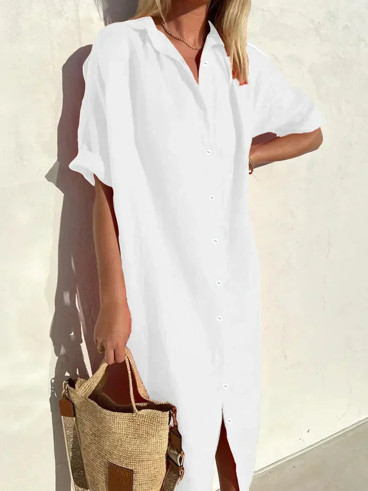 Marisa – Sommerkleid aus Baumwolle und Leinen mit schlichter und eleganter Schnittführung