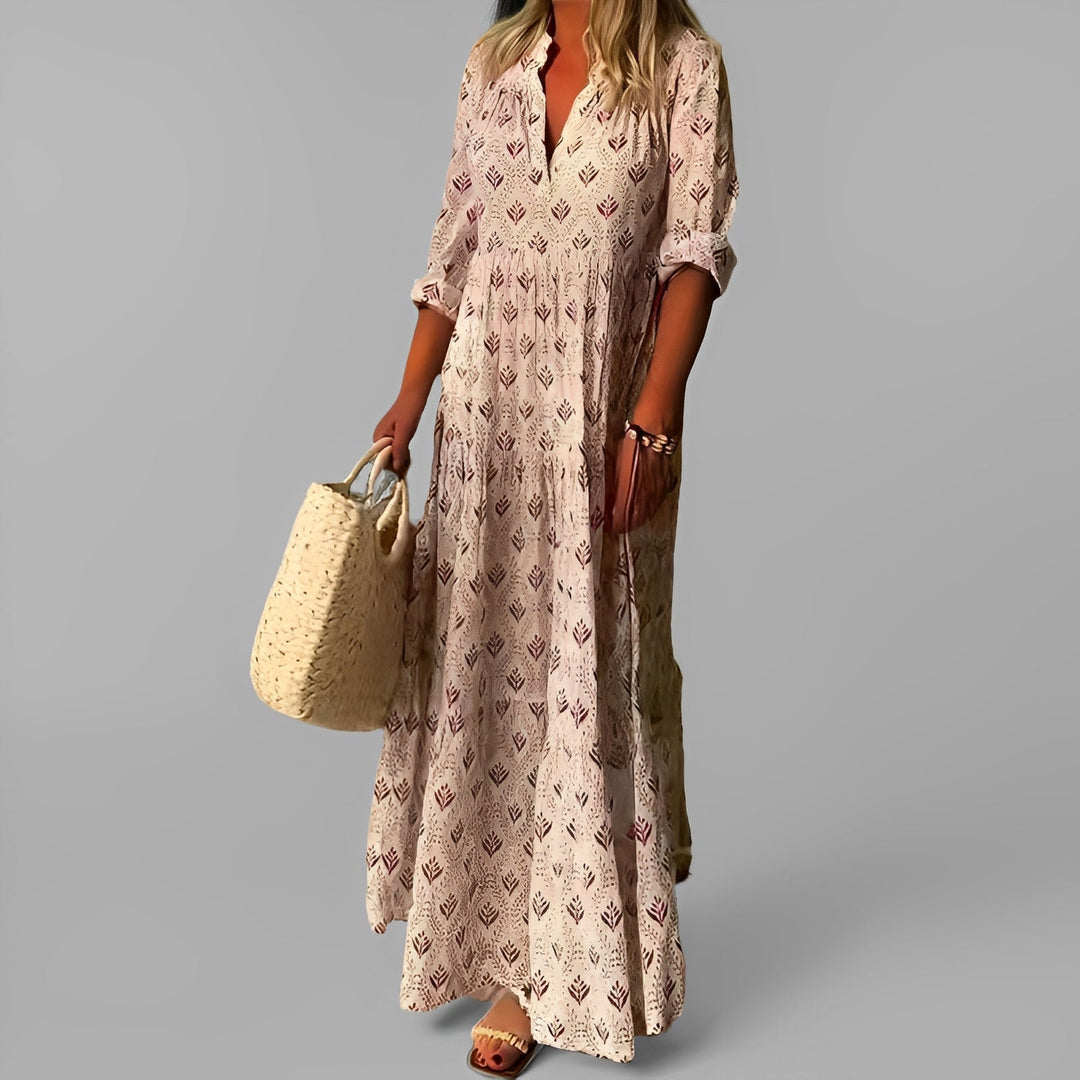 Monna - Retro und lose geschnittenes Damen-Maxikleid