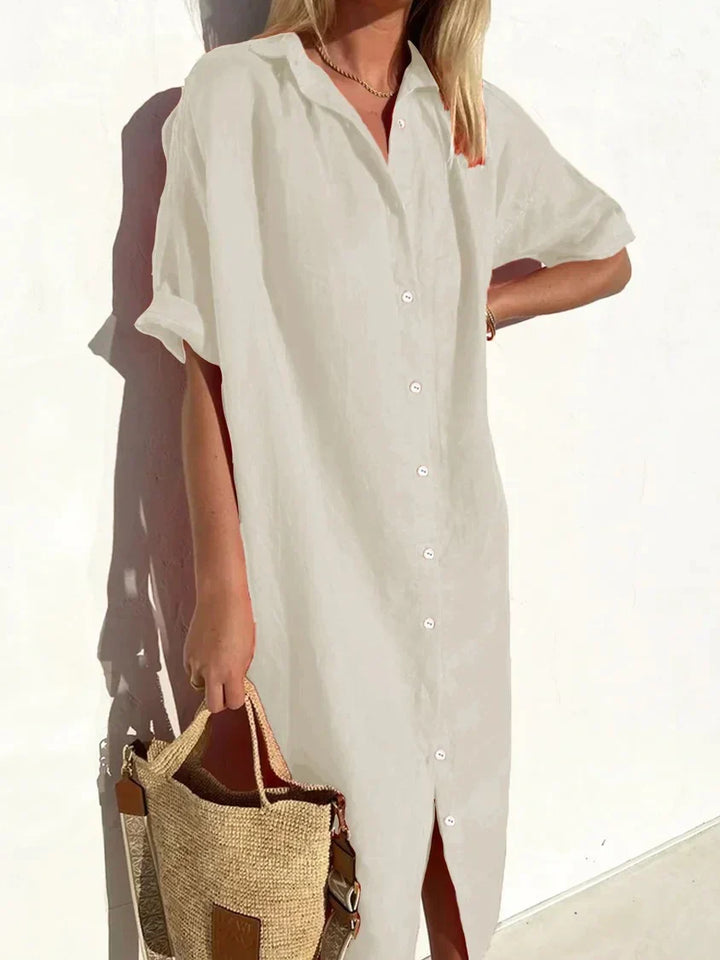 Marisa – Sommerkleid aus Baumwolle und Leinen mit schlichter und eleganter Schnittführung