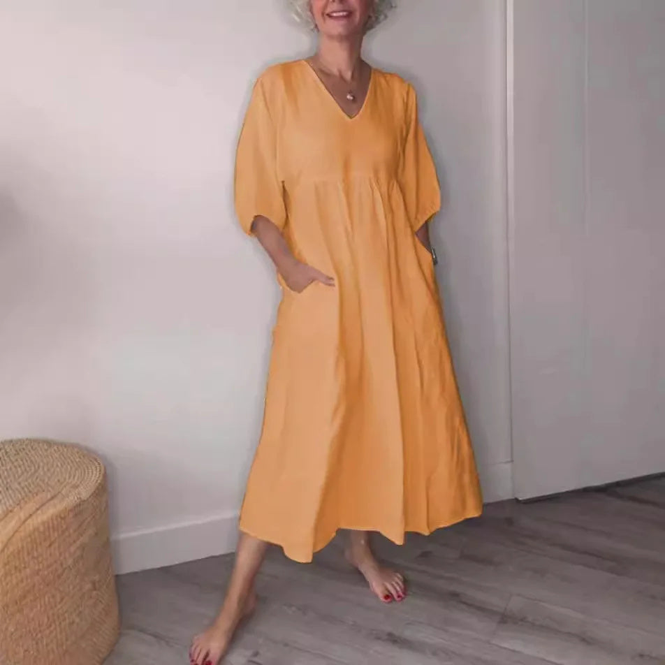 Leana – Dein Perfektes Midi-Kleid mit V-Ausschnitt