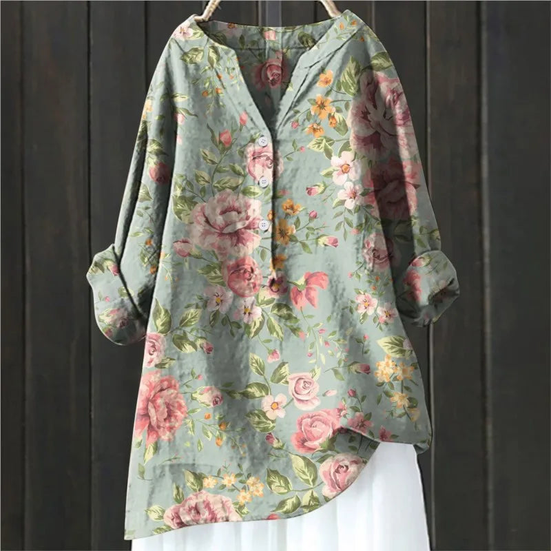 Leah - Elegante und Bequeme Blumenbluse
