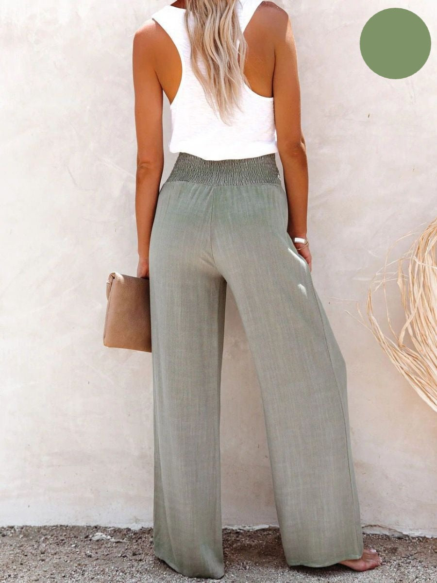Sophia – Hoch taillierte Hose aus Baumwolle & Leinen
