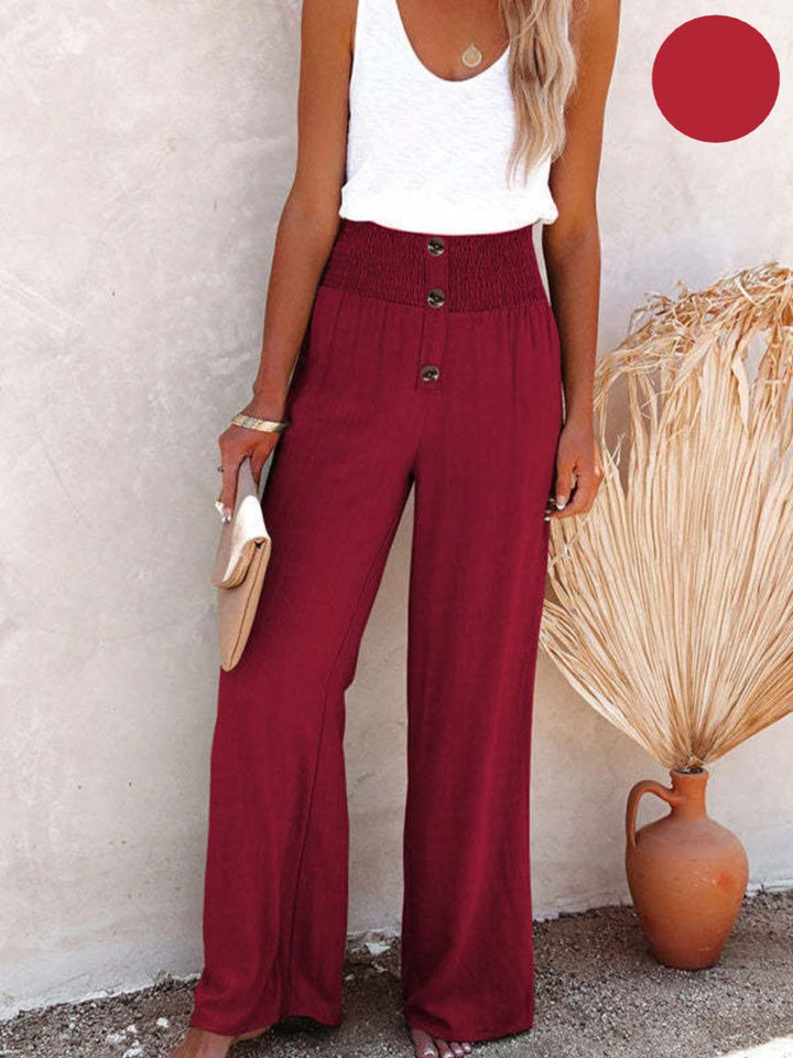 Sophia – Hoch taillierte Hose aus Baumwolle & Leinen