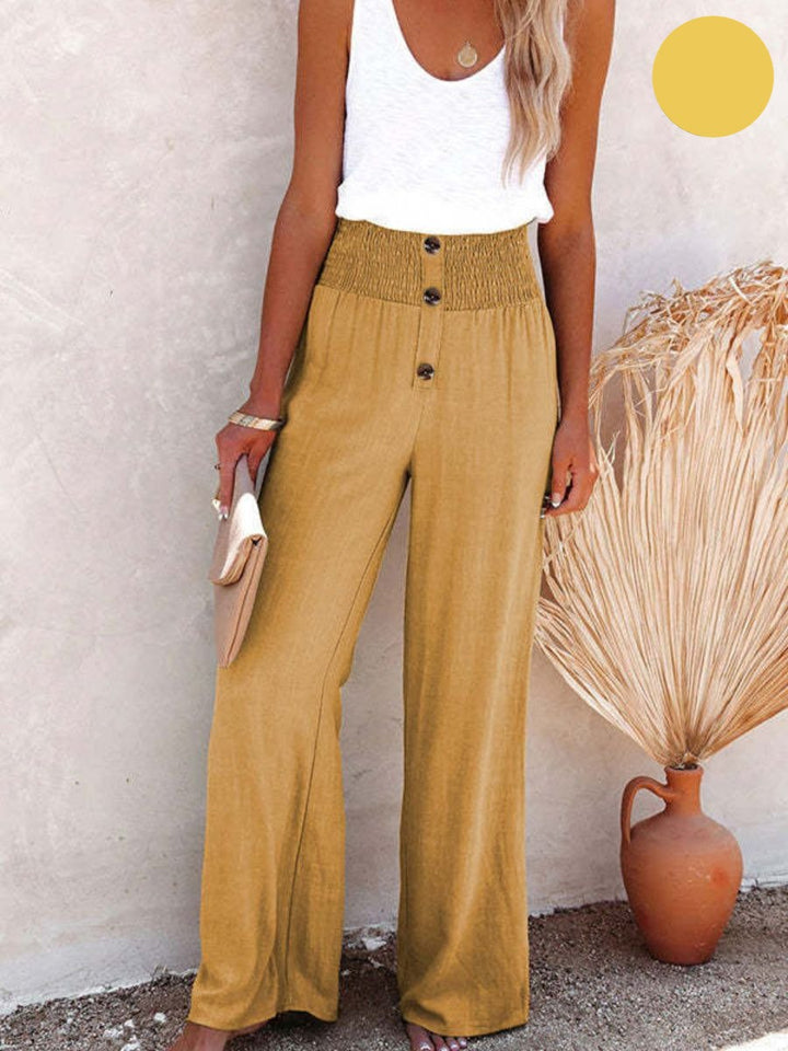 Sophia – Hoch taillierte Hose aus Baumwolle & Leinen
