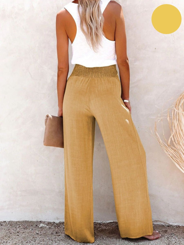 Sophia – Hoch taillierte Hose aus Baumwolle & Leinen