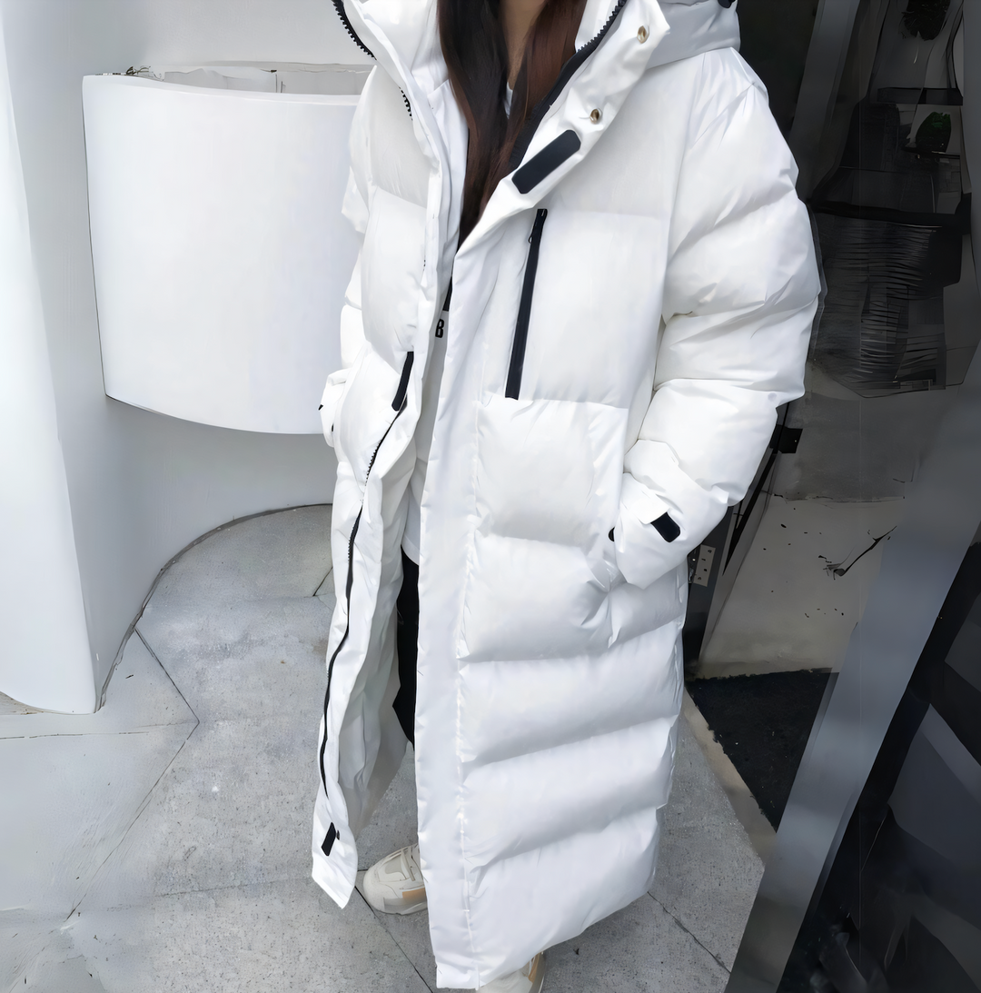Satin - Lange winddichte Daunenjacke