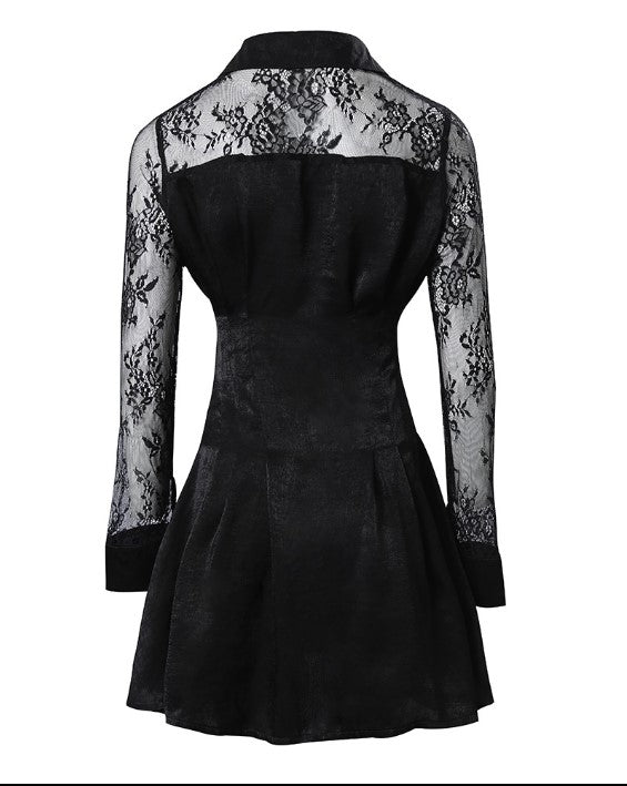 Amelina – Hemdkleid mit langen Ärmeln und Spitzendetails