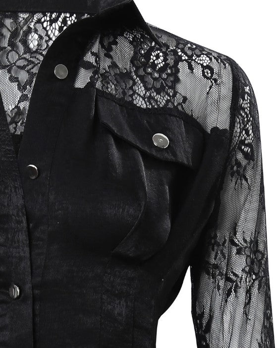 Amelina – Hemdkleid mit langen Ärmeln und Spitzendetails