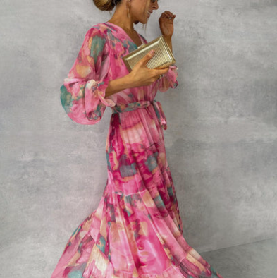 Lily - Künstlerisches Fluss Maxikleid