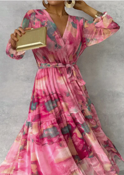 Lily - Künstlerisches Fluss Maxikleid