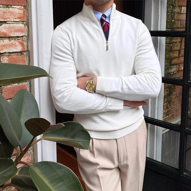 Samer - Herrenpullover mit halbem Reißverschluss