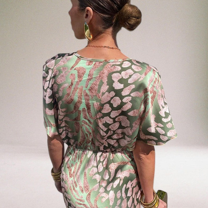 Teodora - Elegantes Maxikleid mit V-Ausschnitt für Damen