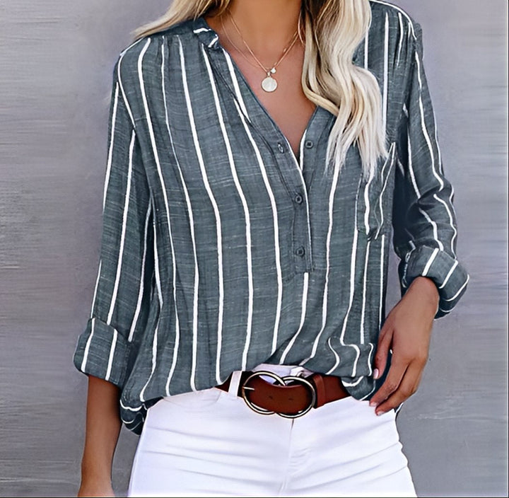 Anne – Gestreiftes Casual-Chic Hemd mit Knopfleiste