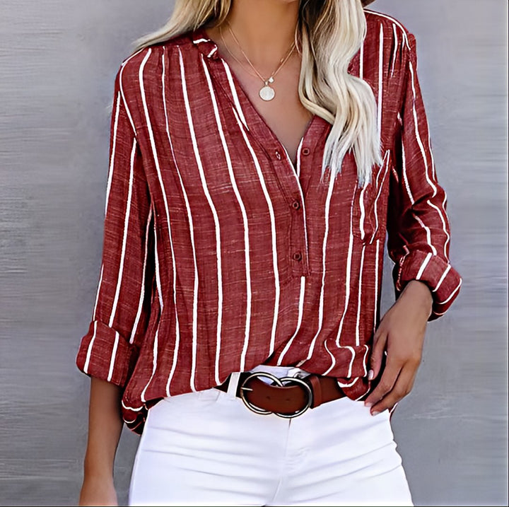 Anne – Gestreiftes Casual-Chic Hemd mit Knopfleiste