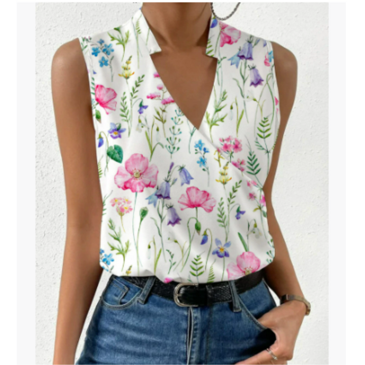 Jobelyn - Legeres Damen-Sommertop mit V-Ausschnitt