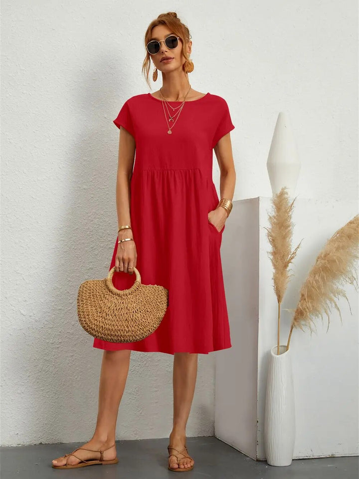 Delina – Midi-Kleid mit Silhouette im Sonnenuntergang
