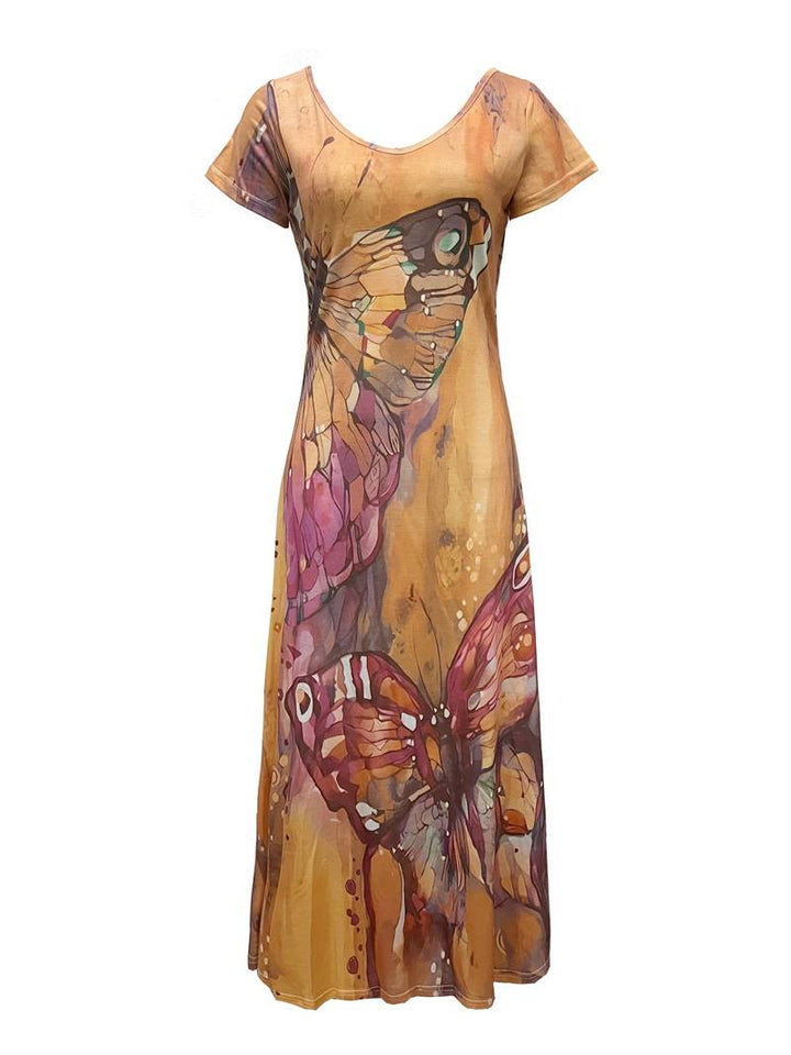 Sara – Kleid mit V-Ausschnitt und Schmetterlingen für Frühling und Sommer