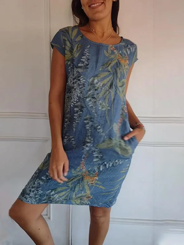 Britt – Kleid mit Druck und rundem Halsausschnitt