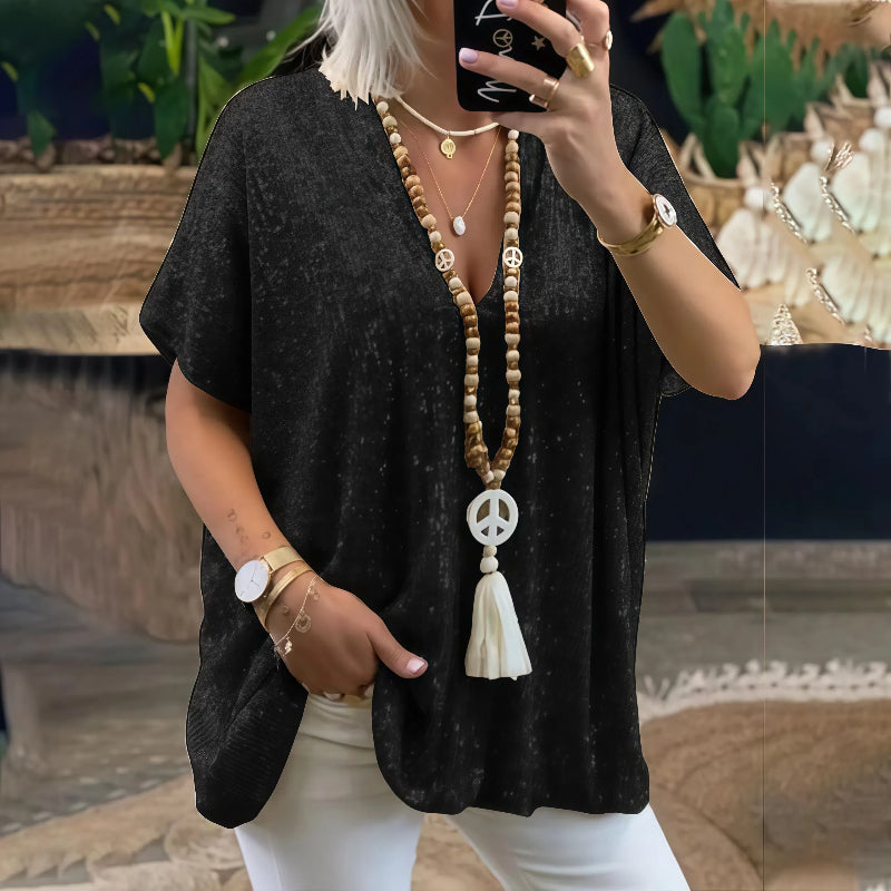 Paola - Glitzerndes V-Neck T-Shirt