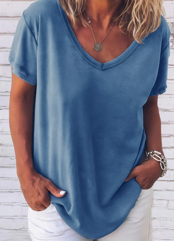 Estela - Lockeres T-Shirt mit V-Kragen