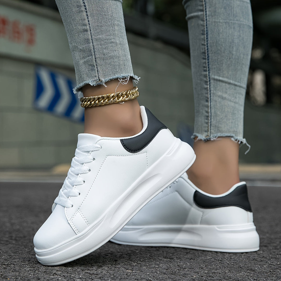 Techno - Damen Weißleder-Sneaker Einfacher Look
