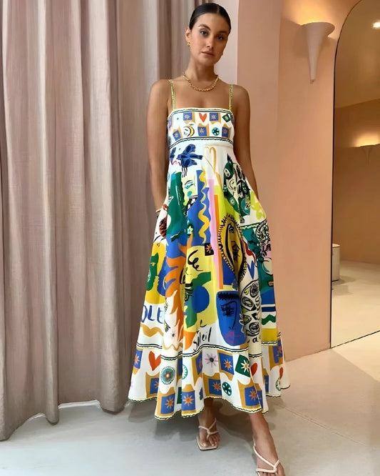 Chiara - Sommerkleid aus buntem Leinen