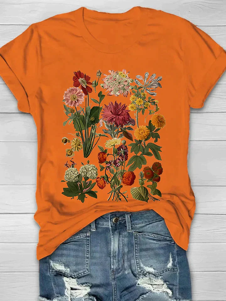 Liv - Damen T-Shirt mit Retro-Blümchenmuster