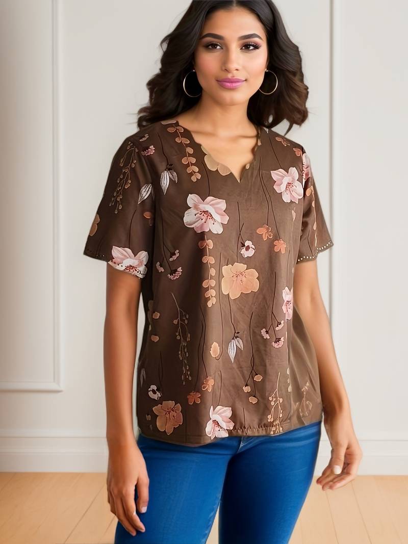 Alyana - Ausgestelltes Bluse mit Blumenmuster
